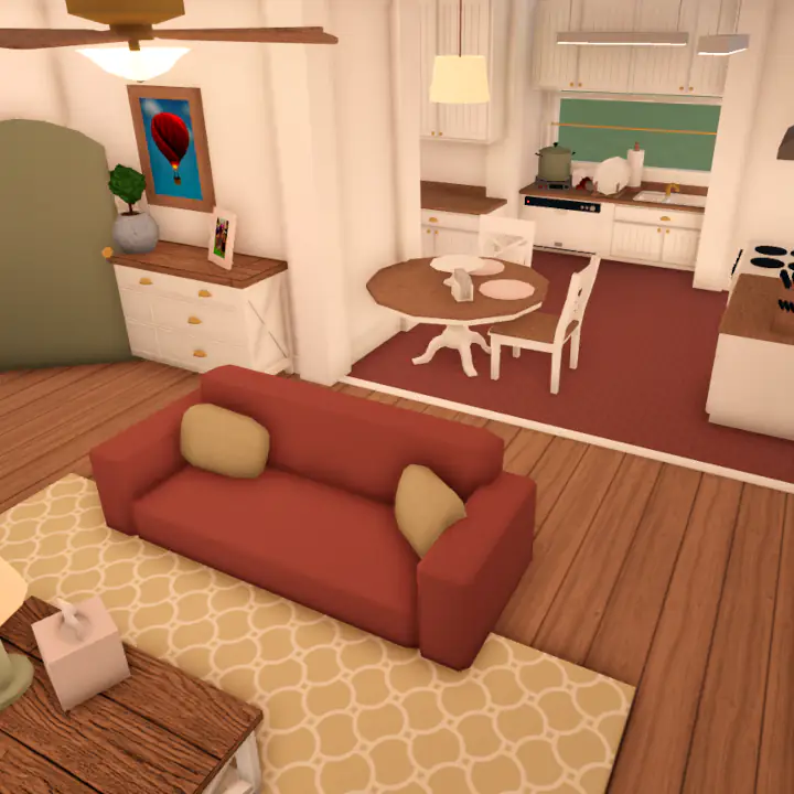 Spacious for the floorplan living room with a couch and coffee table.