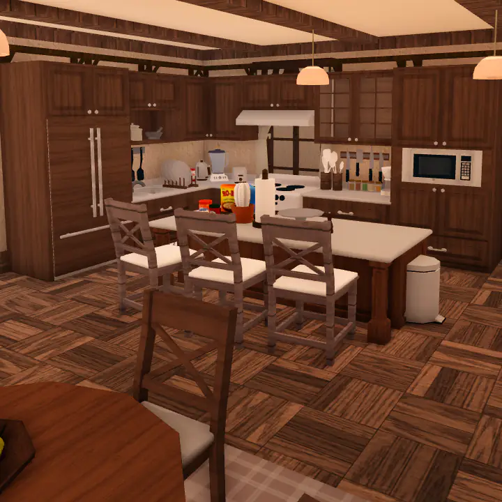 Vintage rustic style dine in kitchen with island