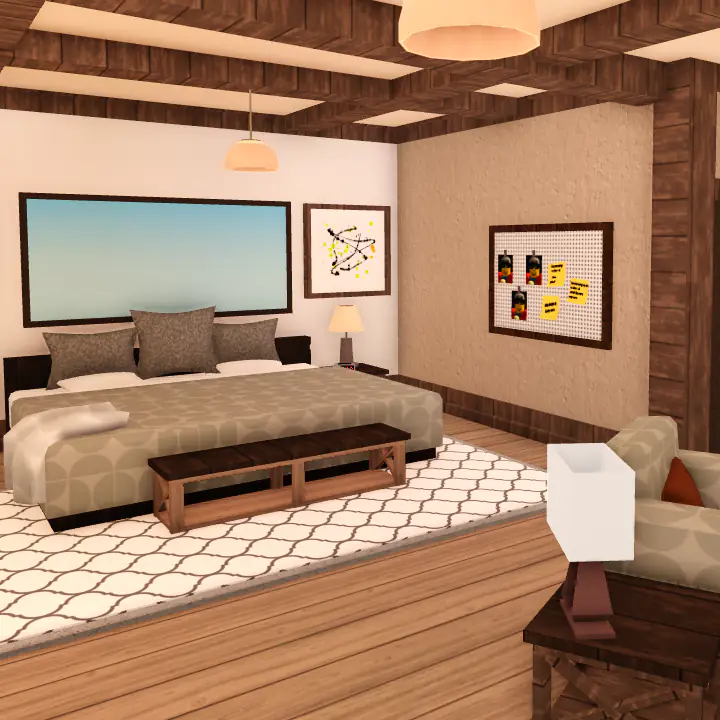 Spacious modern rustic Bedroom with king bed