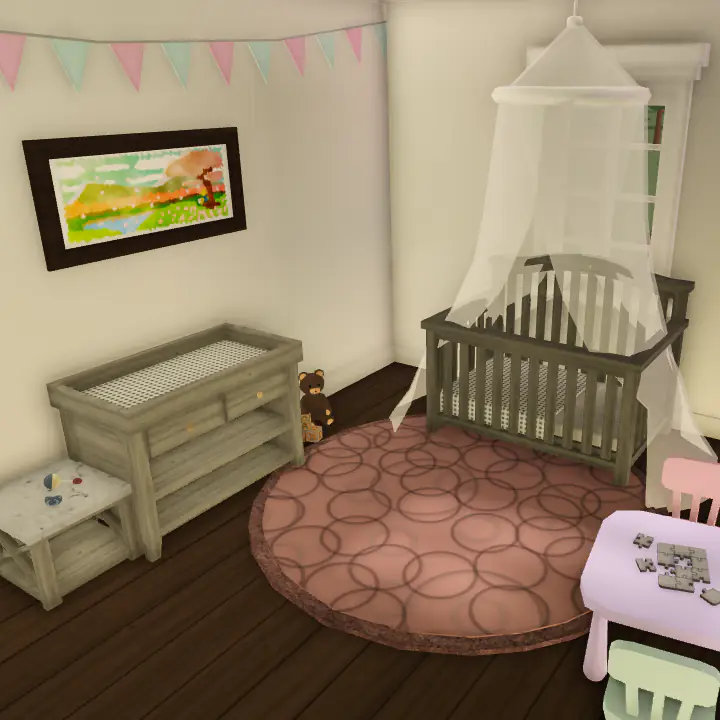 Baby Nursery featuring a crib changing table and childrens table